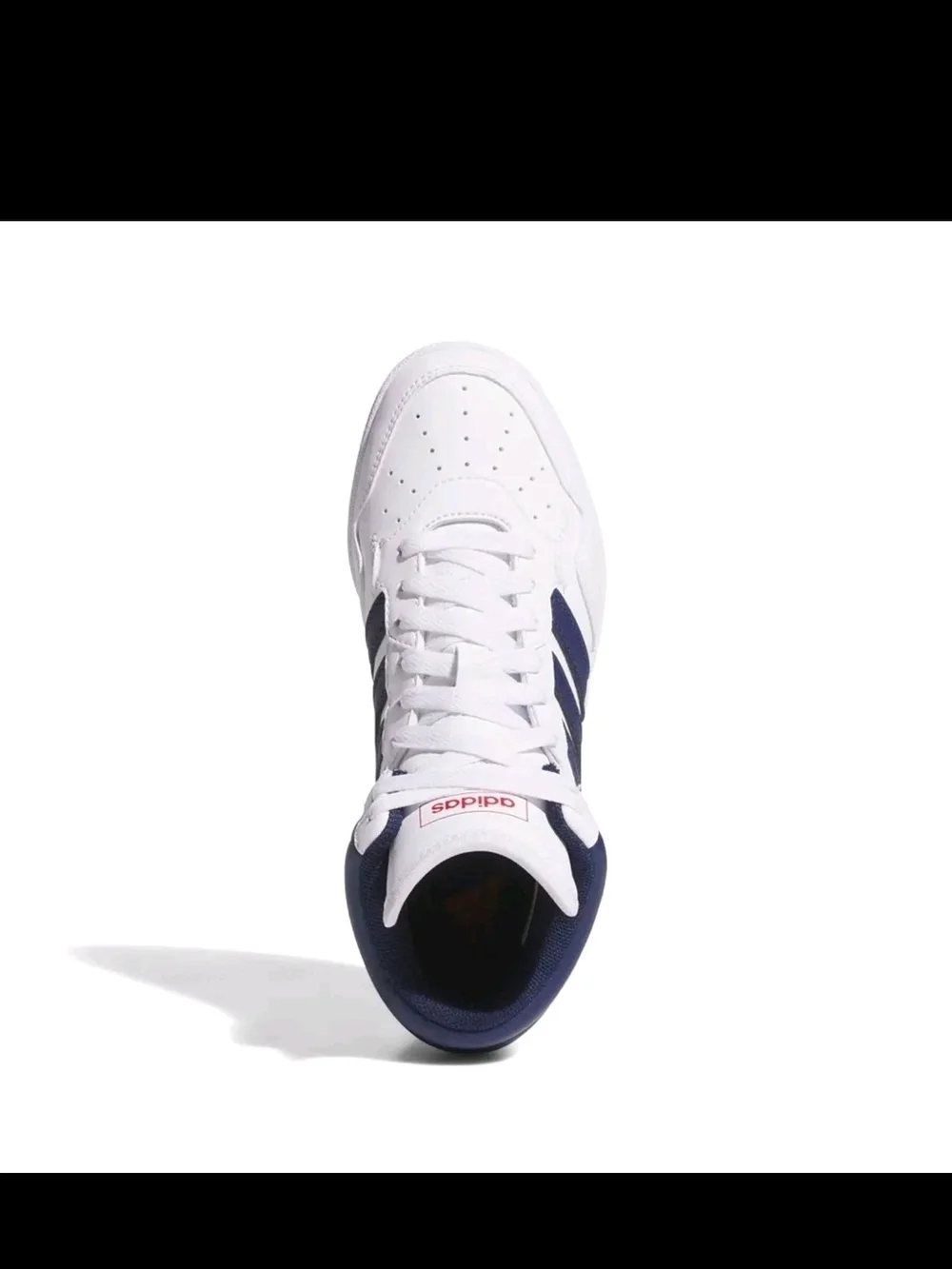adidas Kids' White & Navy Hoops Mid-Top Sneakers